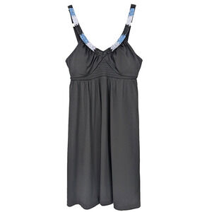 VTG Y2K Candies Black Beaded Neckline Babydoll Baddie Jersey Mini Dress Medium